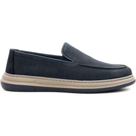 Greyder 64696 Lacivert Erkek Deri Baskılı Lastikli Comfort Casual Ayakkabı