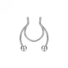 Gri Fake Sahte Septum Sıkıştırmalı Geçmeli Piercing