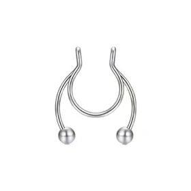 Gri Fake Sahte Septum Sıkıştırmalı Geçmeli Piercing