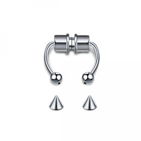 Gri Paslanmaz Çelik Mıknatıslı Fake Sahte Septum Piercing