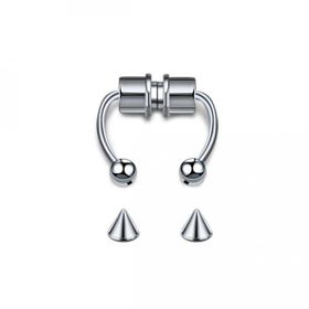 Gri Paslanmaz Çelik Mıknatıslı Fake Sahte Septum Piercing