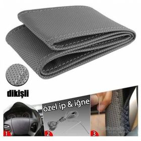 Gri Renk Dikmeli Direksiyon Kılıfı