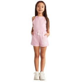 Grimelange Lainey-Grm24041 Pembe 3 İplik Baskılı Kız Çocuk Şort