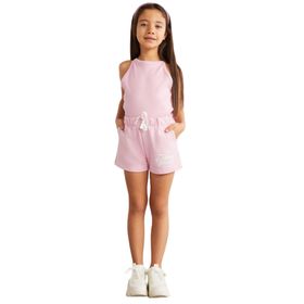 Grimelange Lainey-Grm24041 Pembe 3 İplik Baskılı Kız Çocuk Şort
