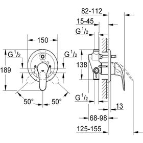 Grohe 19450002 Eurosmart Tek Kumandalı Banyo Bataryası