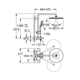 Grohe 26657000 Rainshower Smartactive 310 Mono Banyo Duş Bataryalı Duş Sistemi
