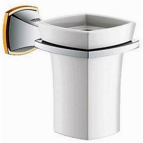 Grohe Grandera 40626IG0 Krom-Altın Seramik Fırçalık ve Tutacağı