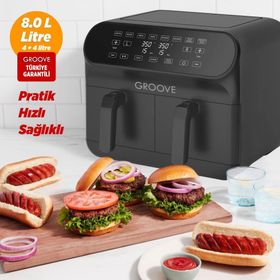Groove Max Plus XXL 8 lt Çift Hazneli 1800W Siyah Airfryer