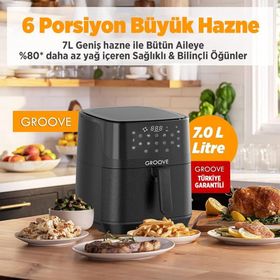 Groove Max XXL 7 lt 1800W Wi-Fi Smart Siyah Airfryer