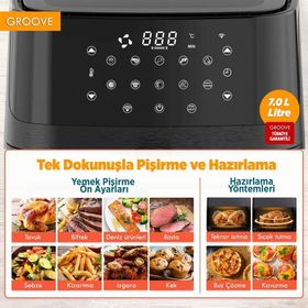 Groove Max XXL 7 lt 1800W Wi-Fi Smart Siyah Airfryer