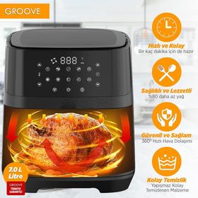 Groove Max XXL 7 lt 1800W Wi-Fi Smart Siyah Airfryer