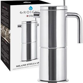 Grosche Milano Stella 4 Cup Aroma Çelik Gümüş Moka Pot