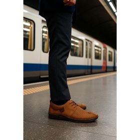 Growish GR0367 Hakiki Nubuk Deri Hafif Poli Taban Dikişli Aksesuarlı Delikli Espadril Tarz Kahverengi Erkek Günlük Ayakkabı