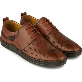 Growish GR0372 Hakiki Deri Hafif Poli Taban Dikişli Aksesuarlı Delikli Kahverengi Camo Espadril Tarz Erkek Günlük Ayakkabı
