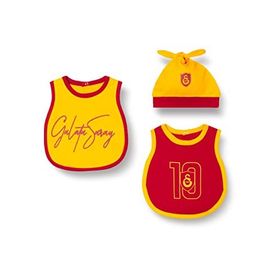 GS Store B221067 Sarı Kırmızı 2'li Önlük Şapka Seti