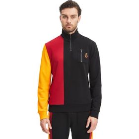 GS Store E241133 Siyah Galatasaray Fermuarlı Hoodie Erkek Sweatshirt