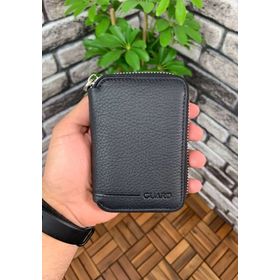 GUARD 0796G Fermuarlı Siyah Deri Mini Cüzdan