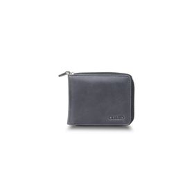 GUARD 2265/C01.039 Antik Siyah Fermuarlı Yatay Mini Deri Cüzdan