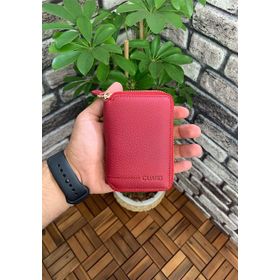 GUARD 796/C07.038 Fermuarlı Kırmızı Deri Mini Cüzdan