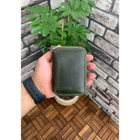 GUARD 796/C13.039 Fermuarlı Antik Yeşil Deri Mini Cüzdan
