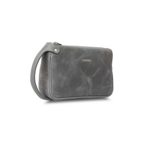 Guard Antik Gri Unisex Çift Fermuarlı El Çantası