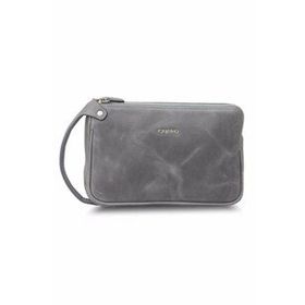 Guard Antik Gri Unisex Çift Fermuarlı El Çantası
