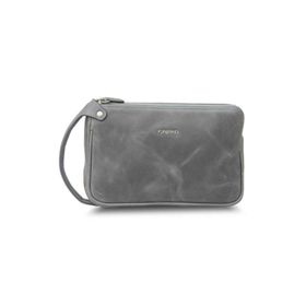 Guard Antik Gri Unisex Çift Fermuarlı El Çantası