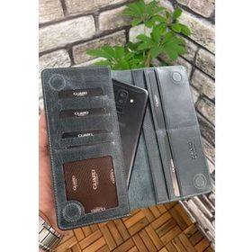 Guard Antik Siyah Telefon Girişli Deri Erkek Kadın Portföy Cüzdan