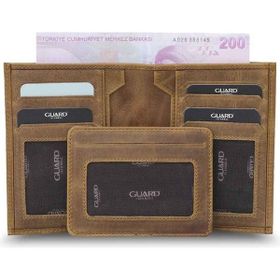 Guard Antik Taba Gizli Kartlıklı Deri Erkek Cüzdanı