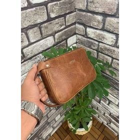 Guard Antik Taba Unisex Çift Fermuarlı El Çantası