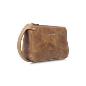 Guard Antik Taba Unisex Çift Fermuarlı El Çantası