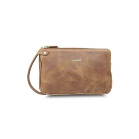Guard Antik Taba Unisex Çift Fermuarlı El Çantası