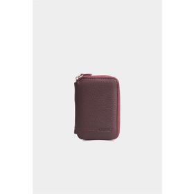 Guard Fermuarlı Bordo Deri Mini Cüzdan