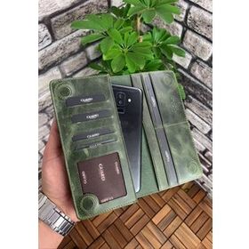 Guard Haki Yeşil Telefon Girişli Deri Erkek Kadın Portföy Cüzdan
