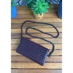 Guard P2271 El Örgüsü Küçük Boy Bordo Hakiki Deri Kadın Çantası