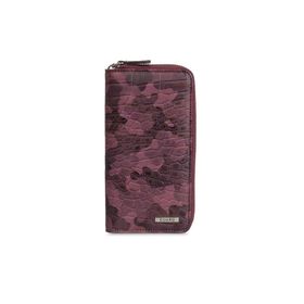 Guard P3016 Bordo Kamuflaj Baskılı Hakiki Deri Fermuarlı Cüzdan