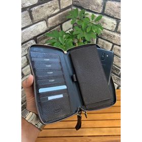 Guard P3031 Çift Fermuarlı Kahverengi Hakiki Deri El Çantası