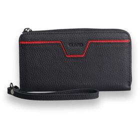 Guard P3071 Mat Siyah Kırmızı Çok Fonksiyonlu Hakiki Deri Unisex Cüzdan ve El Çantası