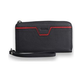Guard P3071 Mat Siyah Kırmızı Çok Fonksiyonlu Hakiki Deri Unisex Cüzdan ve El Çantası