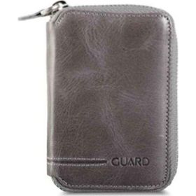 Guard P796 Antik Gri Fermuarlı Hakiki Deri Mini Erkek Cüzdan