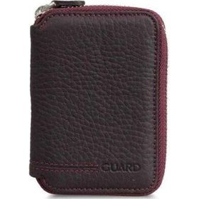 Guard P796 Bordo Fermuarlı Hakiki Deri Mini Cüzdan Erkek