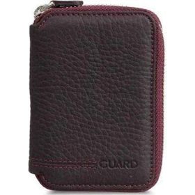 Guard P796 Bordo Fermuarlı Hakiki Deri Mini Cüzdan Erkek