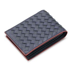 Guard T1068 Örgü Desenli Lacivert Kırmızı Deri Erkek Cüzdanı