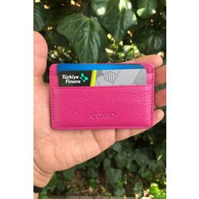 Guard Ultra İnce Unisex Fuşya Minimal Deri Kartlık