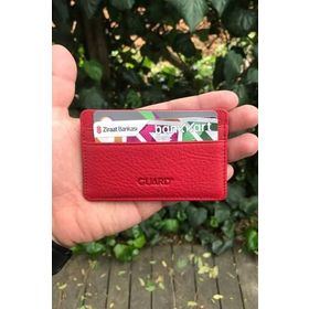 Guard Ultra İnce Unisex Kırmızı Minimal Deri Kartlık