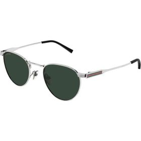 Gucci GG 1875S 002 48 Unisex Oval Gri Metal Güneş Gözlüğü