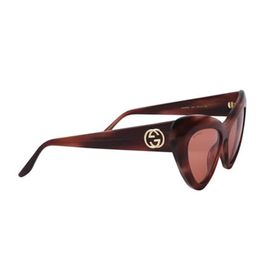 Gucci GG0895S 004 54-15 Kahverengi Cat Eye Çerçeveli Turuncu Mat Camlı Kadın Güneş Gözlüğü