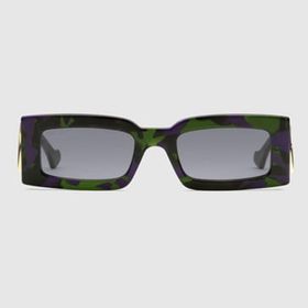Gucci GG1425S 003 53-21 Kadın Gri Mat Camlı Mor Asetat Dikdörtgen Güneş Gözlüğü