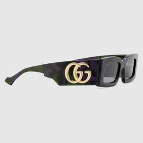Gucci GG1425S 003 53-21 Kadın Gri Mat Camlı Mor Asetat Dikdörtgen Güneş Gözlüğü