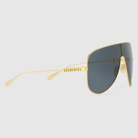 Gucci GG1436S 001 99-1 Kadın Siyah Mat Camlı Altın Metal Geometrik Güneş Gözlüğü